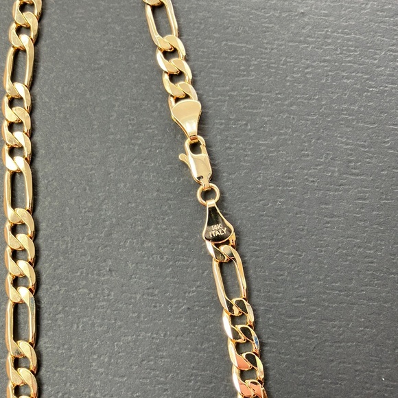 Solid Figaro Chain Necklace 14K Yellow Gold 24’’. - Picture 2 of 7
